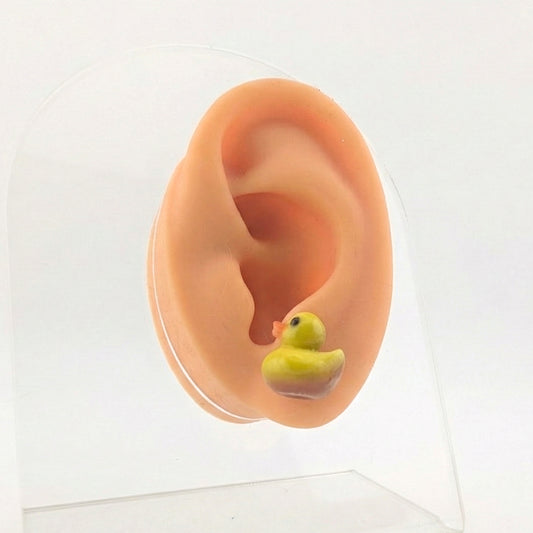 Resin Rubber Duck Stud Earrings: Playful Farm Animal Jewelry