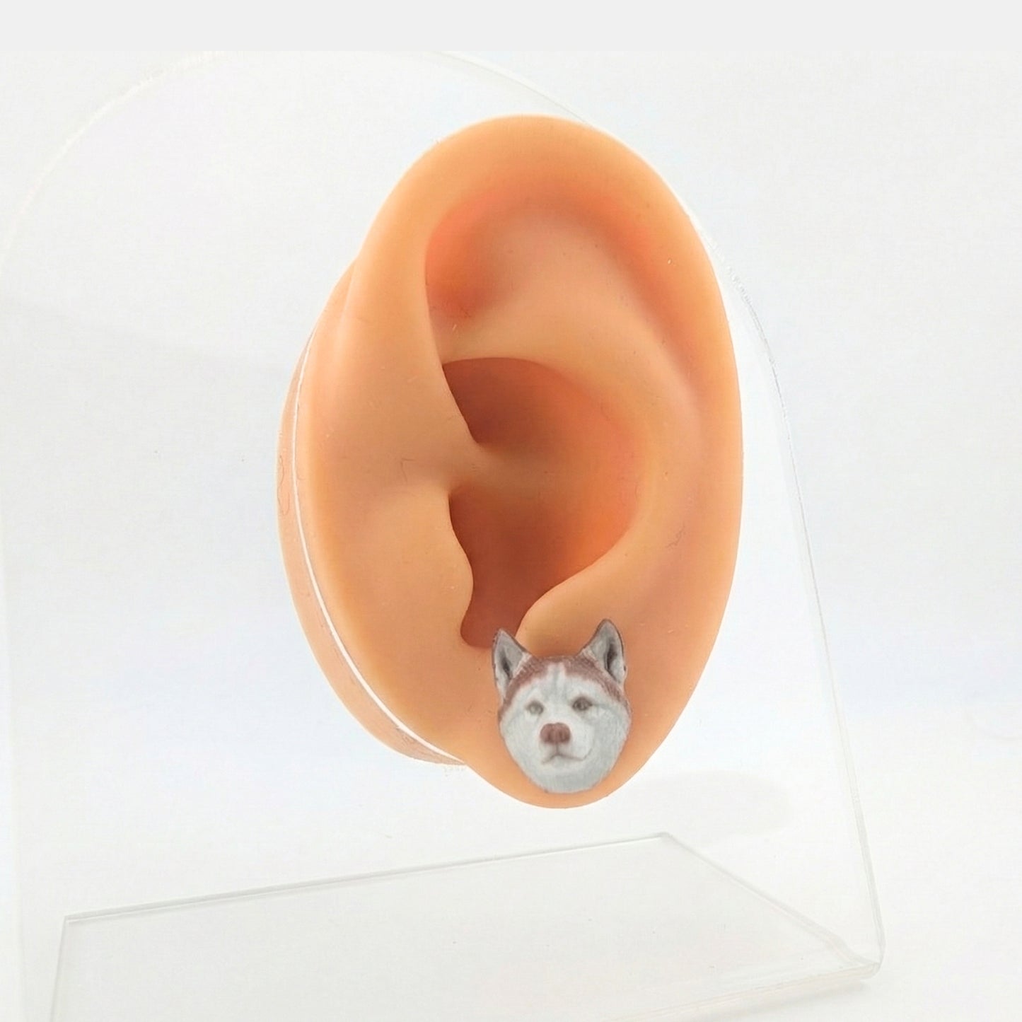 Red Husky Earrings, Custom Resin Stud Earrings