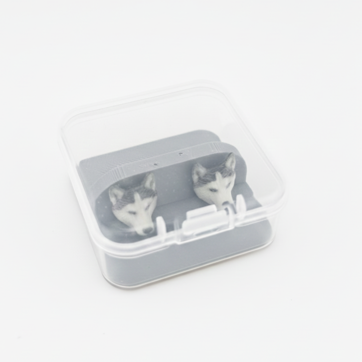 Husky Earrings, Custom Resin Stud Earrings