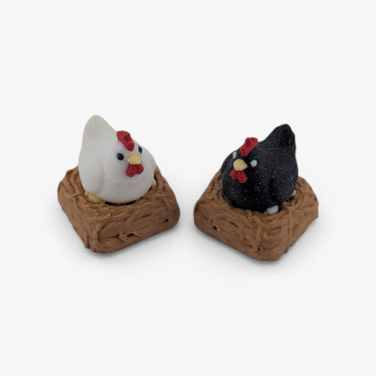 Artisan Chicken in a Nest Keycap | Mechanical Keyboard Accessory | Cozy Gamer Desk Decor