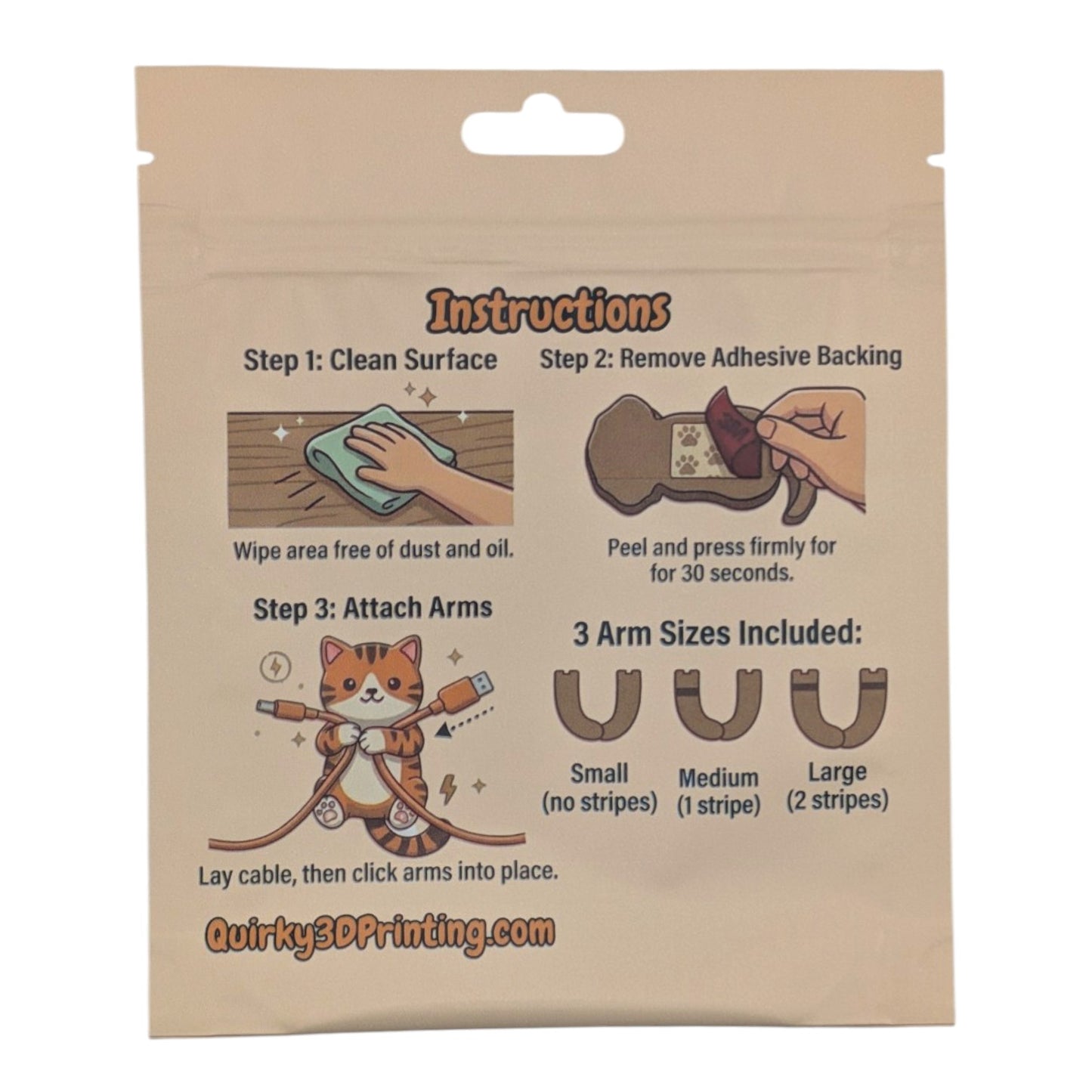 Cat Cable Holder for Desk — Stick-On Phone Charger Organizer
