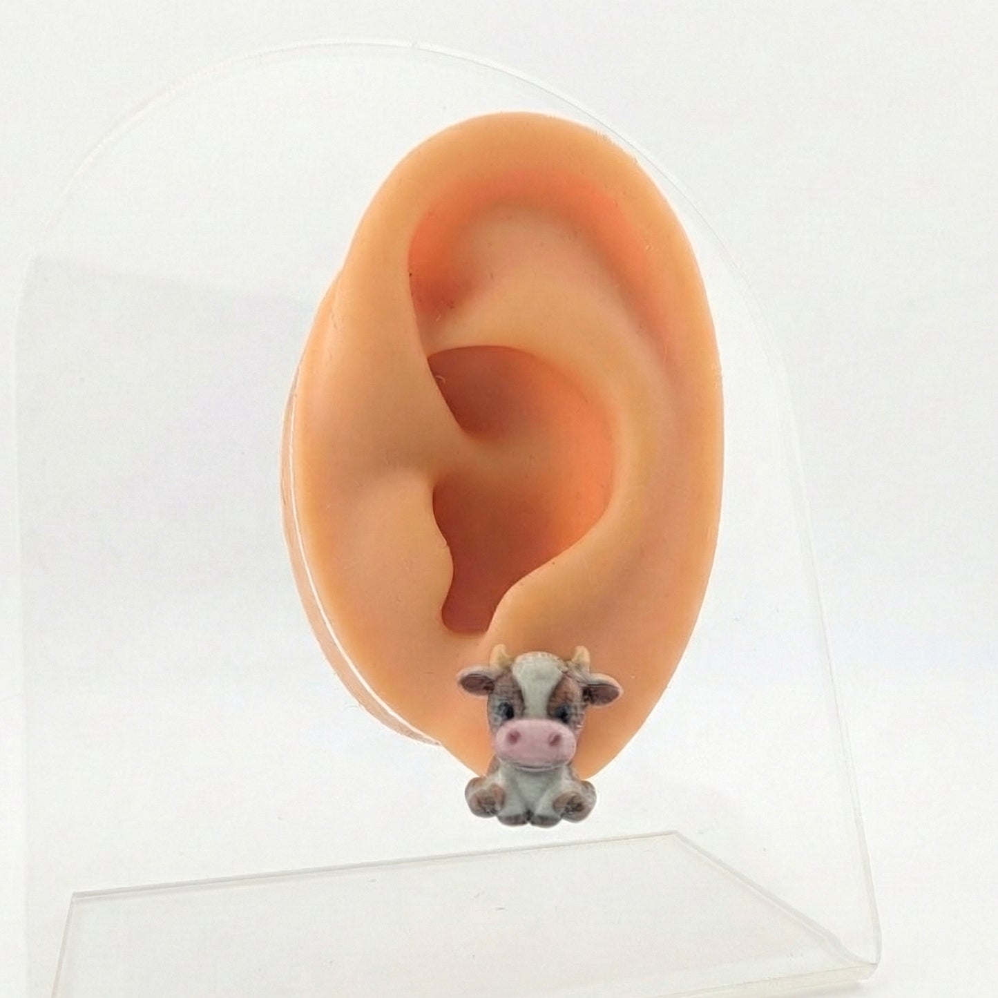 Cow Stud Earrings: Custom Resin Farm Animal Jewelry