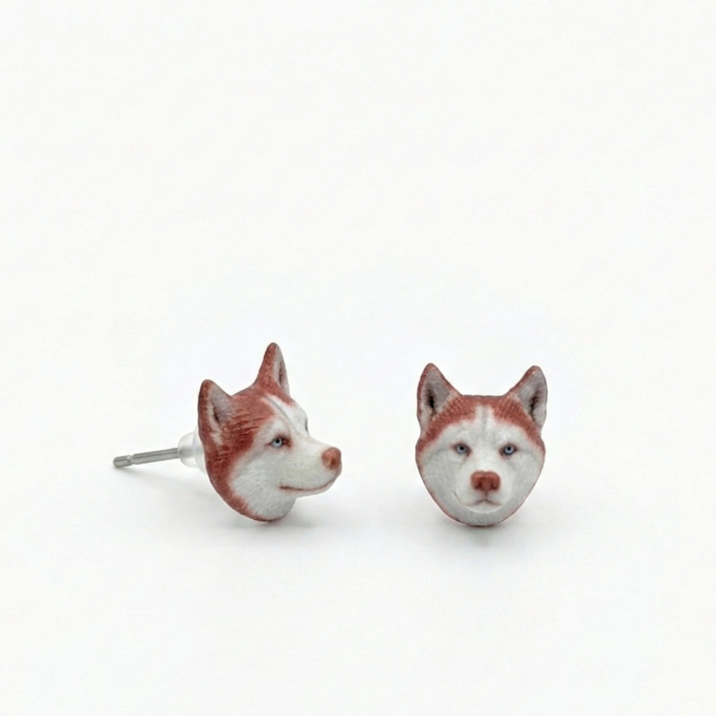 Red Husky Earrings, Custom Resin Stud Earrings