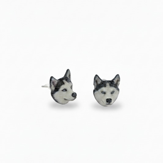 Husky Earrings, Custom Resin Stud Earrings