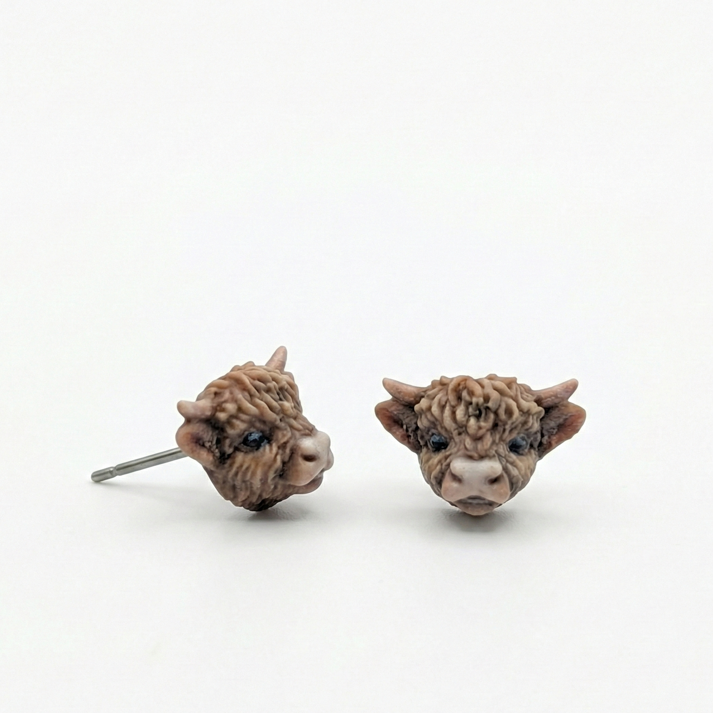 Highland Cow Stud Earrings: Custom Resin Farm Animal Jewelry