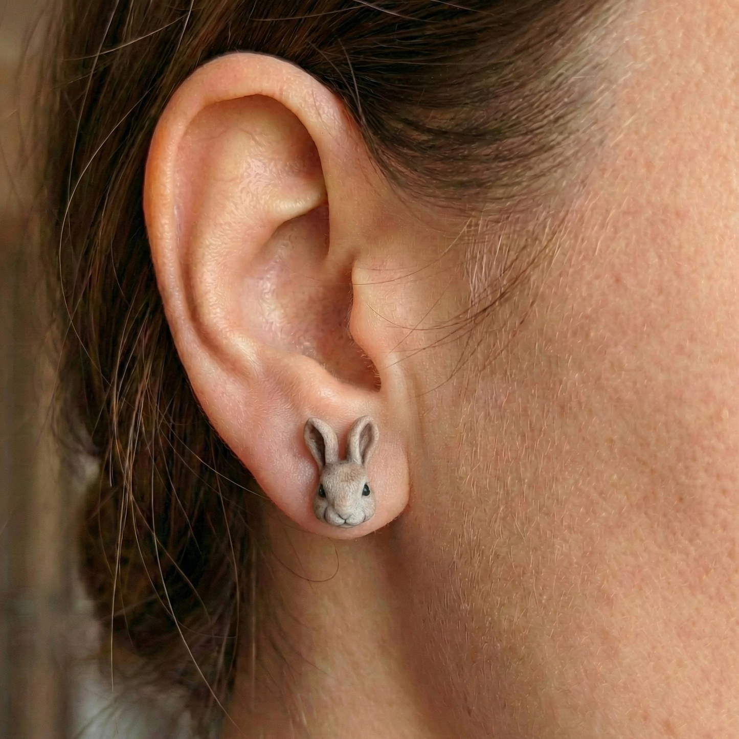 Bunny Stud Earrings: Farm Animal Jewelry, Stainless Steel Posts