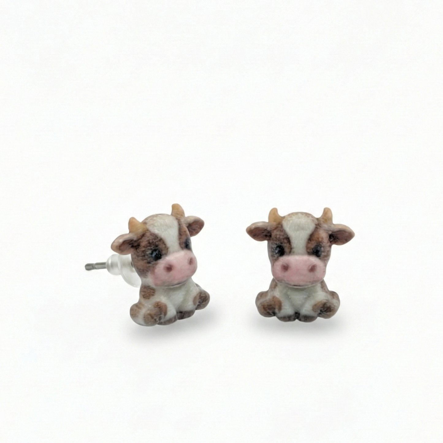 Cow Stud Earrings: Custom Resin Farm Animal Jewelry