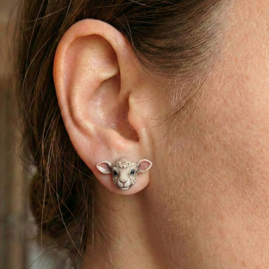Sheep Stud Earrings: Farm Animal Jewelry