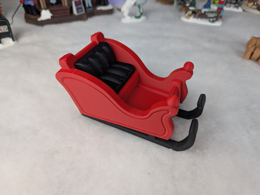 Mini 3D Printed Santa Sleigh and Reindeer Set | Christmas Village Figures | Holiday Desktop Decor