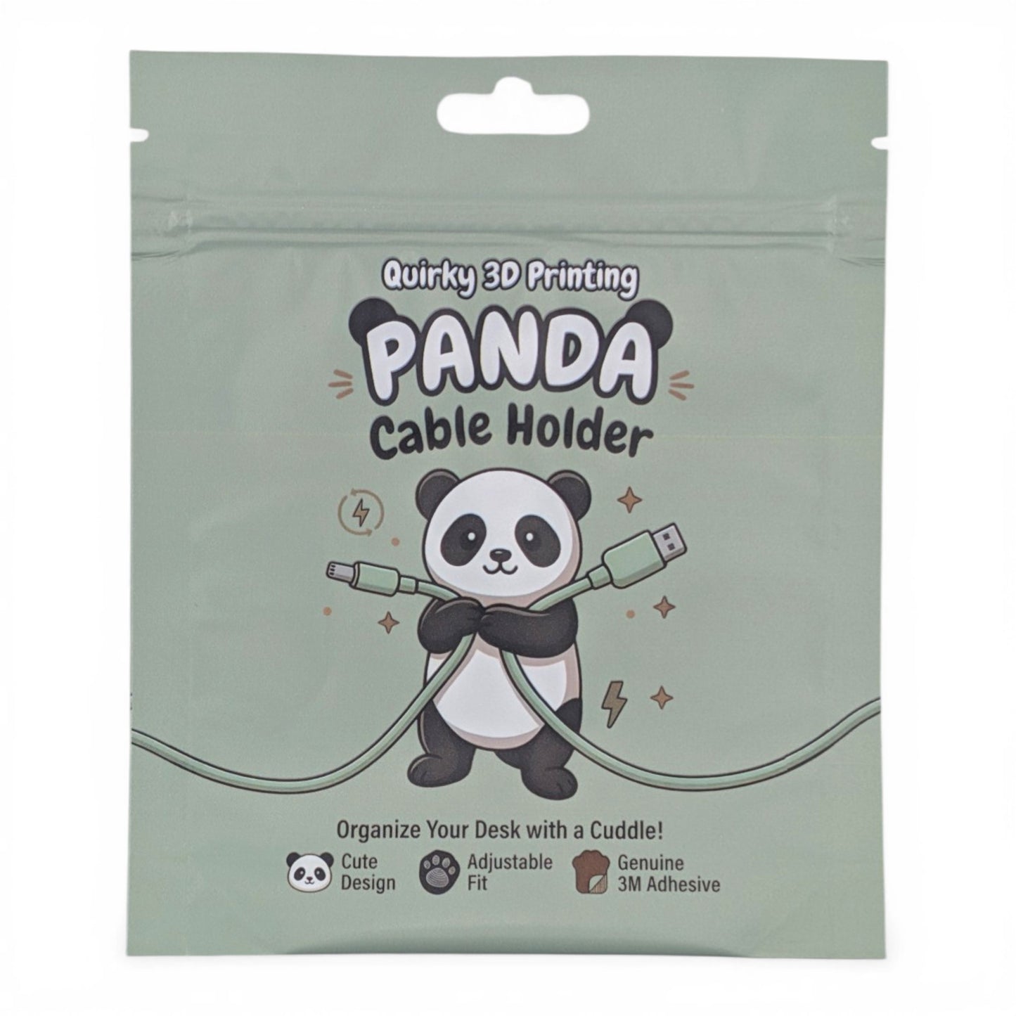 Panda Cable Holder for Desk — Stick-On Phone Charger Organizer