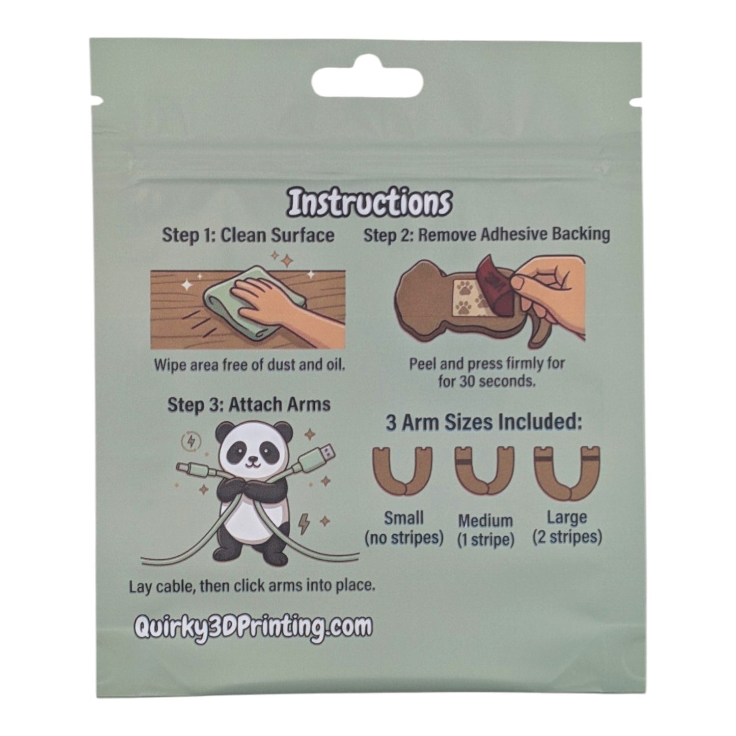 Panda Cable Holder for Desk — Stick-On Phone Charger Organizer