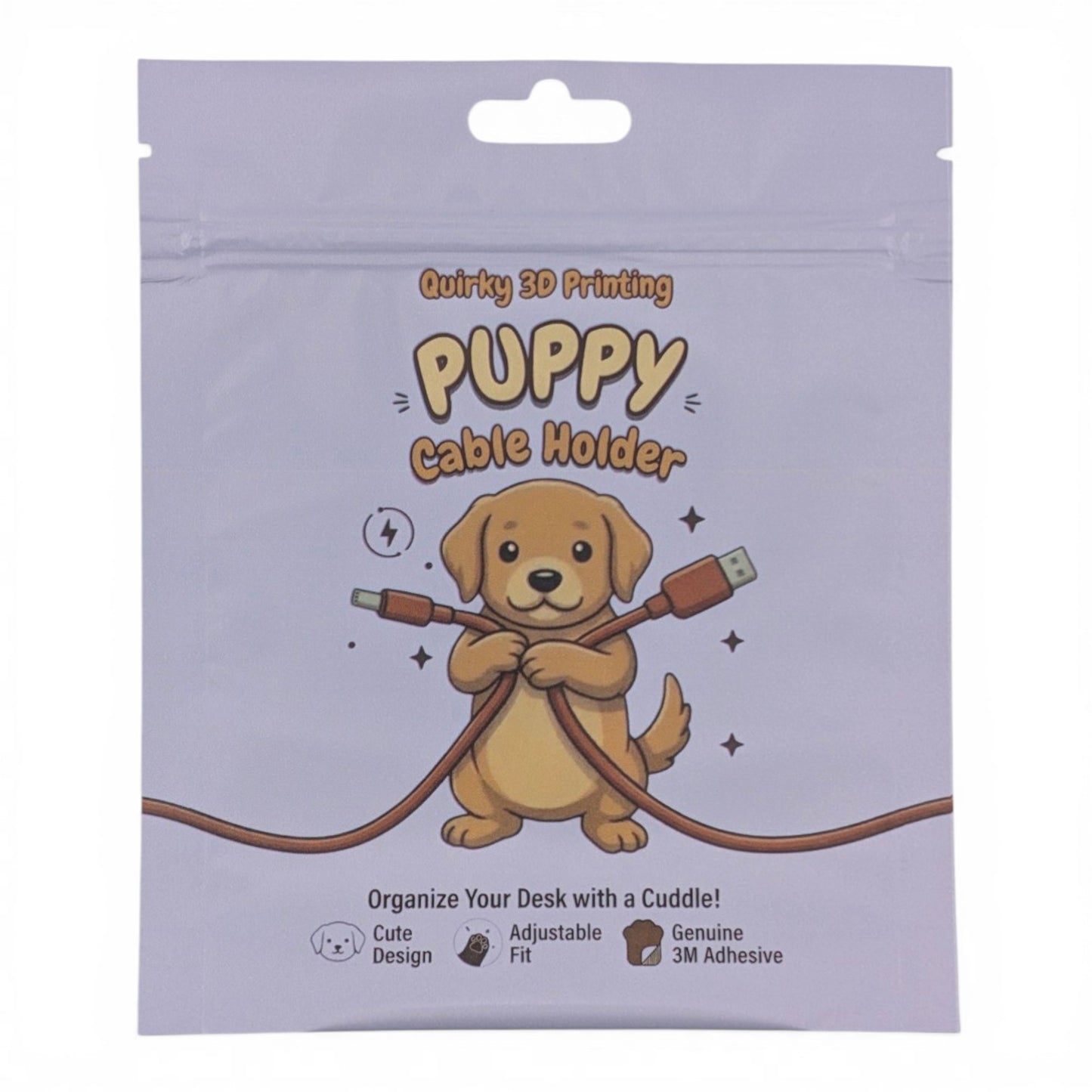 Dog Cable Holder for Desk — Stick-On Phone Charger Organizer