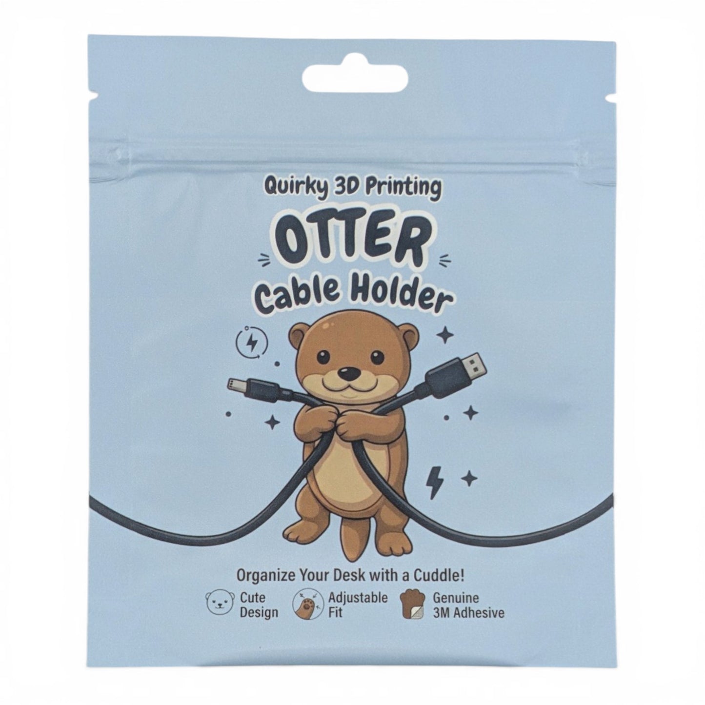 Otter Cable Holder for Desk — Stick-On Phone Charger Organizer