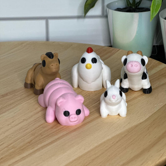 Farm Animal Set, Flexible 3D Printed (5 pcs)